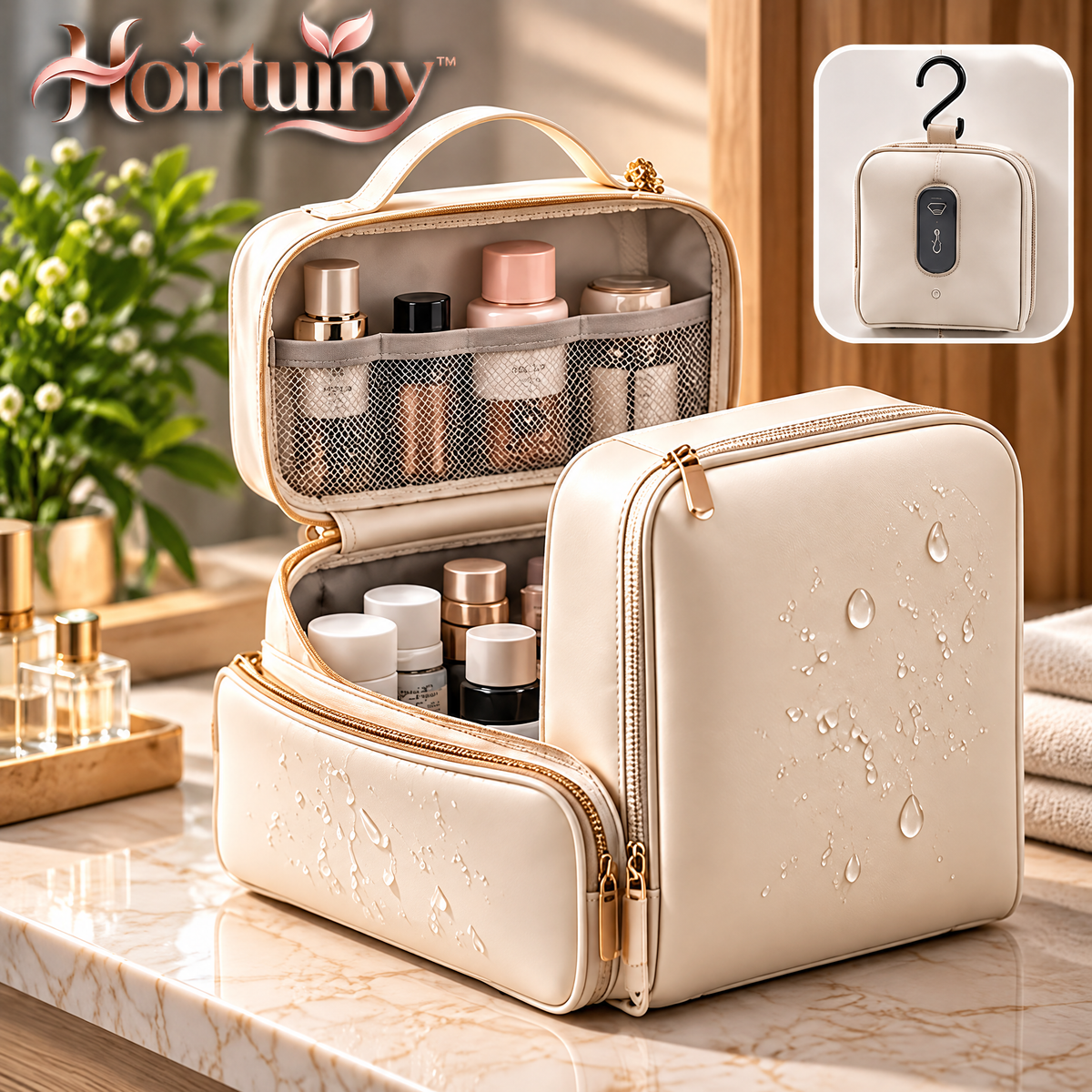 Hoirtuiry™ Waterproof Travel Toiletry Organizer Bag with Multi-Compartment Storage
