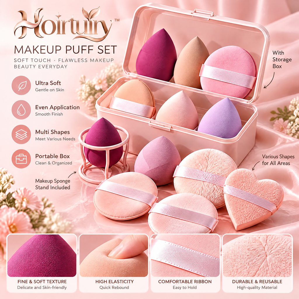 Hoirtuiry™ Beauty Sponge & Makeup Puff Set for Smooth, Even Application