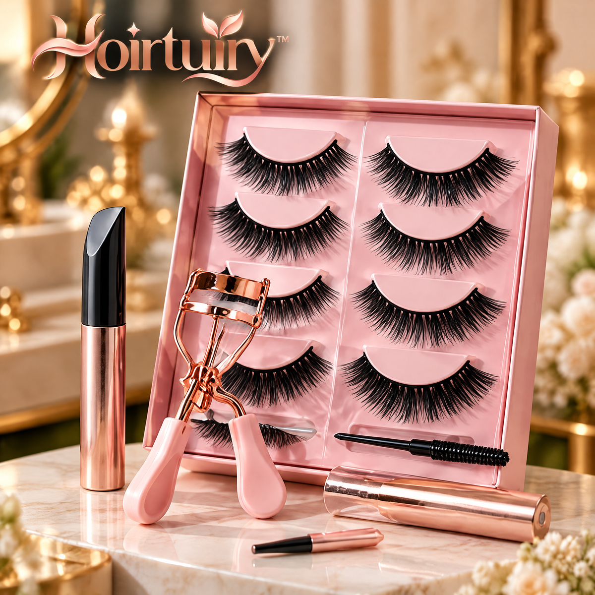 Hoirtuiry™ False Eyelash & Eyelash Curler Set for Defined, Lifted Lashes