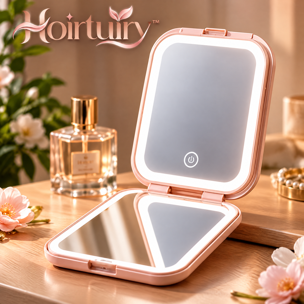 Hoirtuiry™ LED Lighted Travel Makeup Mirror with Portable Folding Design
